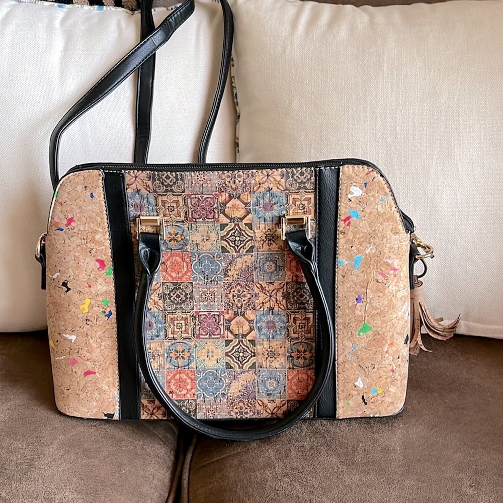 Cork purse crossbody removable straps